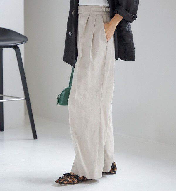 SHIPS for women「〈手洗い可能〉麻調 合繊 2タック ワイド パンツ 2」|その他|
