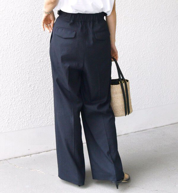 SHIPS for women「〈手洗い可能〉麻調 合繊 2タック ワイド パンツ 2」|その他|