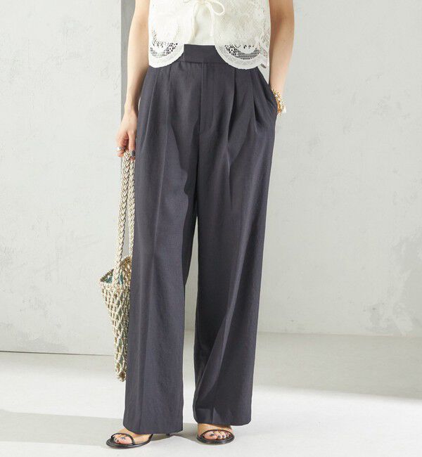 SHIPS for women「〈手洗い可能〉麻調 合繊 2タック ワイド パンツ 2」|その他|