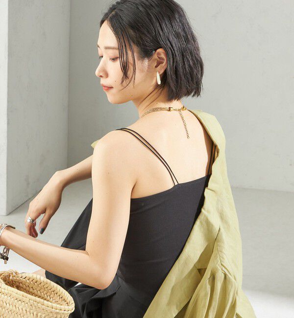 SHIPS for women「〈接触冷感〉ベア フライス カップ付 2ストラップ キャミ」|キャミソール|ブラック