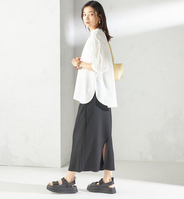 SHIPS for women「〈接触冷感 / 撥水加工〉TEX BRID(R)タフタ スキッパー 5分袖 ブラウス」|シャツ・ブラウス|