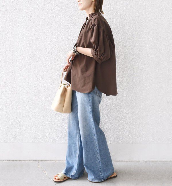 SHIPS for women「〈接触冷感 / 撥水加工〉TEX BRID(R)タフタ スキッパー 5分袖 ブラウス」|シャツ・ブラウス|