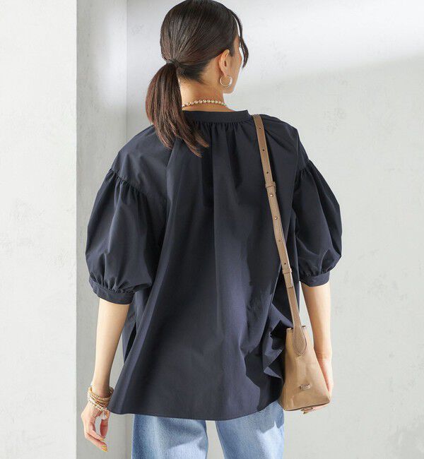 SHIPS for women「〈接触冷感 / 撥水加工〉TEX BRID(R)タフタ スキッパー 5分袖 ブラウス」|シャツ・ブラウス|