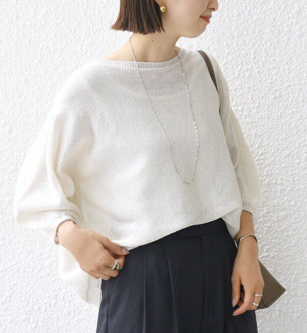 SHIPS for women「〈手洗い可能〉ペーパー パフ スリーブ 半袖 ニット」|ニット・セーター|