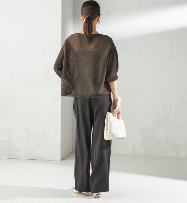 SHIPS for women「〈手洗い可能〉ペーパー パフ スリーブ 半袖 ニット」|ニット・セーター|