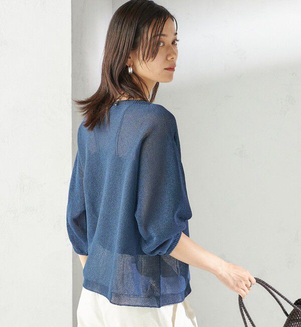 SHIPS for women「〈手洗い可能〉ペーパー パフ スリーブ 半袖 ニット」|ニット・セーター|