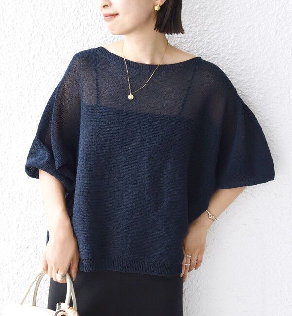 SHIPS for women「〈手洗い可能〉ペーパー パフ スリーブ 半袖 ニット」|ニット・セーター|