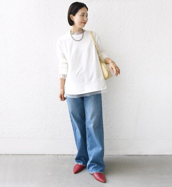 SHIPS for women「【WEB限定】チュール コンビ ラウンド カットソー」|Tシャツ・カットソー|