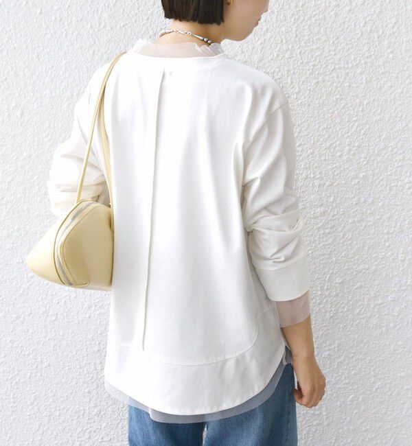 SHIPS for women「【WEB限定】チュール コンビ ラウンド カットソー」|Tシャツ・カットソー|