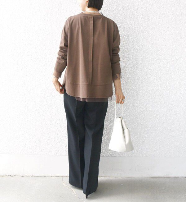 SHIPS for women「【WEB限定】チュール コンビ ラウンド カットソー」|Tシャツ・カットソー|