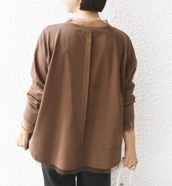 SHIPS for women「【WEB限定】チュール コンビ ラウンド カットソー」|Tシャツ・カットソー|