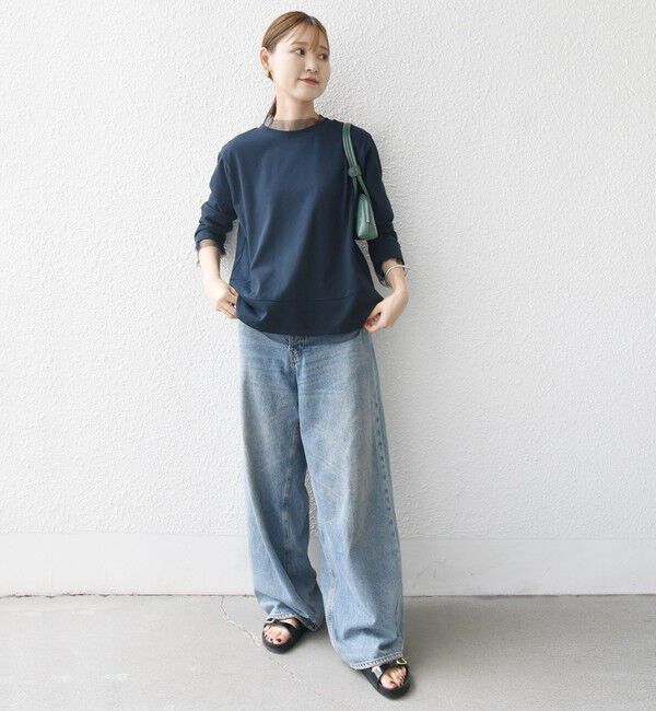 SHIPS for women「【WEB限定】チュール コンビ ラウンド カットソー」|Tシャツ・カットソー|