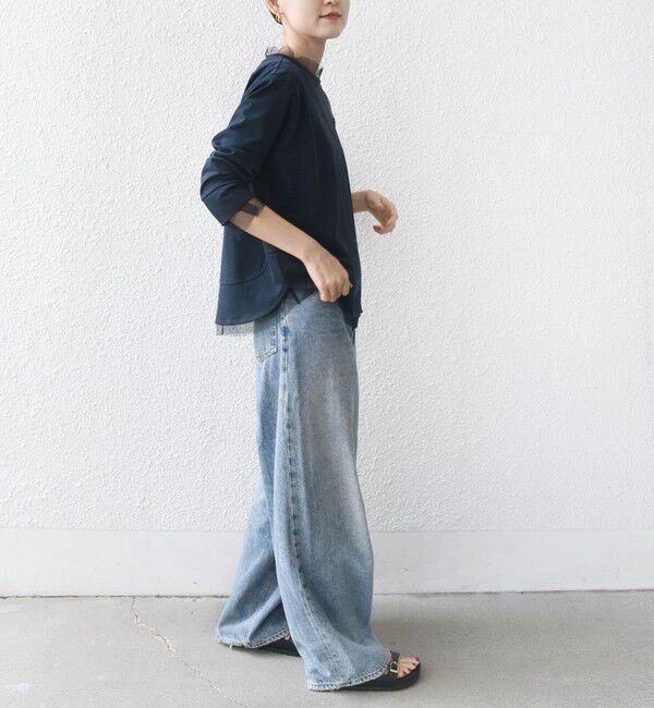 SHIPS for women「【WEB限定】チュール コンビ ラウンド カットソー」|Tシャツ・カットソー|