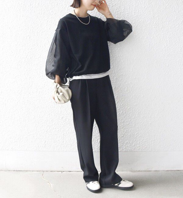 SHIPS for women「【WEB限定】〈手洗い可能〉シアー コンビ 裾 ドロスト プルオーバー」|プルオーバー|