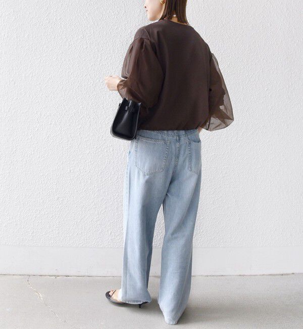 SHIPS for women「【WEB限定】〈手洗い可能〉シアー コンビ 裾 ドロスト プルオーバー」|プルオーバー|