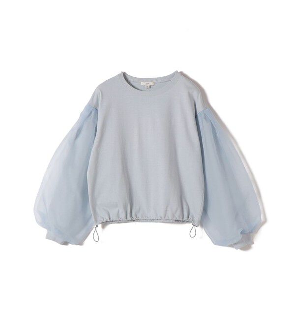SHIPS for women「【WEB限定】〈手洗い可能〉シアー コンビ 裾 ドロスト プルオーバー」|プルオーバー|