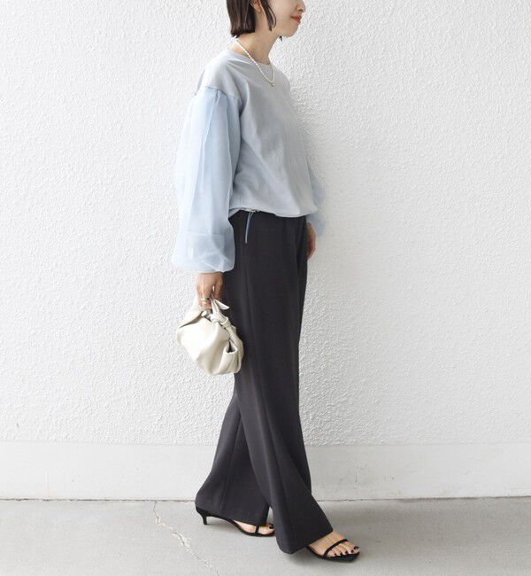 SHIPS for women「【WEB限定】〈手洗い可能〉シアー コンビ 裾 ドロスト プルオーバー」|プルオーバー|