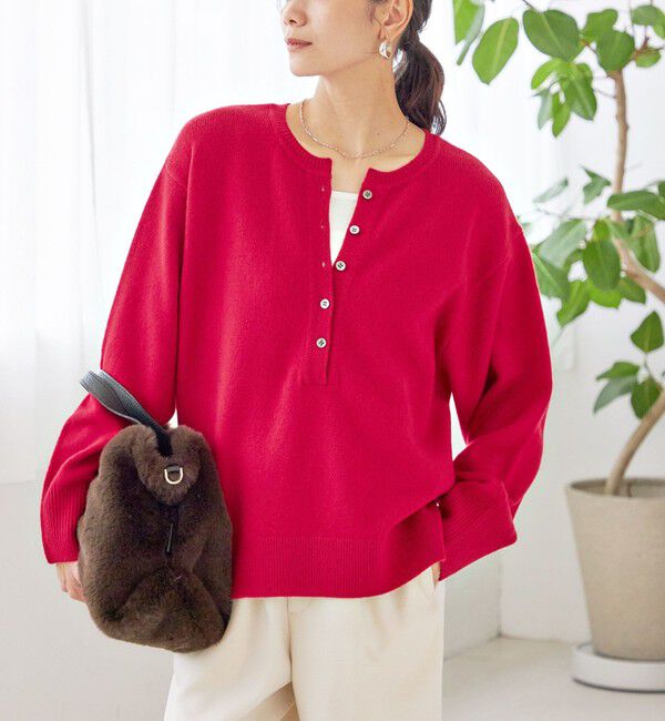 SHIPS for women「〈手洗い可能〉ウール カシミヤ 2WAY プルオーバー」|ニット・セーター|レッド