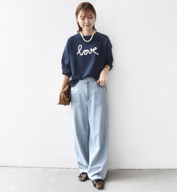 SHIPS for women「【WEB限定】〈手洗い可能〉ファンシー コード 刺繍 ダンボール カットソー」|スウェット・ジャージ|