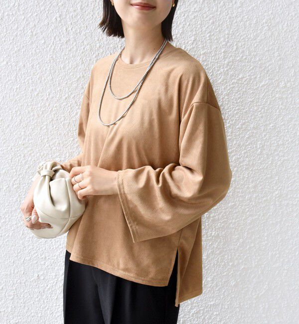 SHIPS for women「〈手洗い可能〉ポリエステル スエード ワイド スリーブ プルオーバー」|Tシャツ・カットソー|