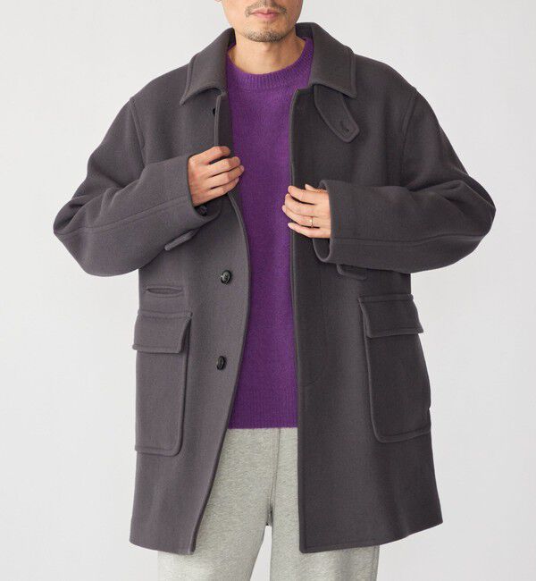 SHIPS「SHIPS: S140 ウールシルク ステンカラー コート」|ステンカラーコート|グレー