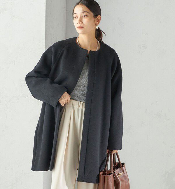 SHIPS for women「Pure SUPER100 ノーカラー コート」|ノーカラーコート|