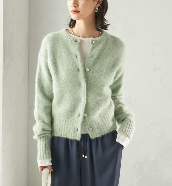 SHIPS for women「〈手洗い可能〉フォックス クルーネック ニット カーディガン」|カーディガン|ライトグリーン