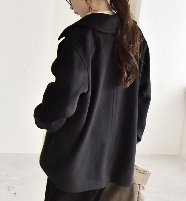 quaranciel「quaranciel: PURE WOOL ダブルブレスト テーラード ハーフ コート」|ピーコート|