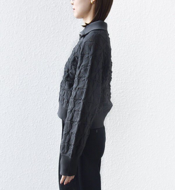 SHIPS for women「【WEB限定】〈手洗い可能〉フラワー ジャカード ジップ カーディガン」|カーディガン|