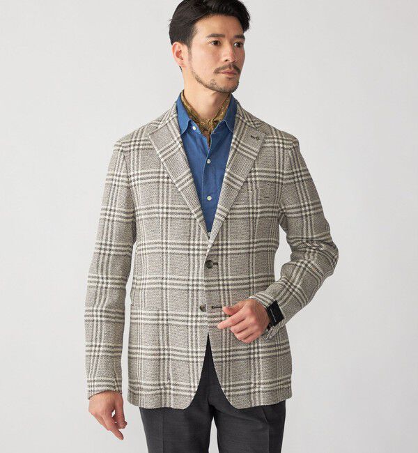 SHIPS「TAGLIATORE: コットン メッシュ グレンチェック ジャケット」|テーラードジャケット|