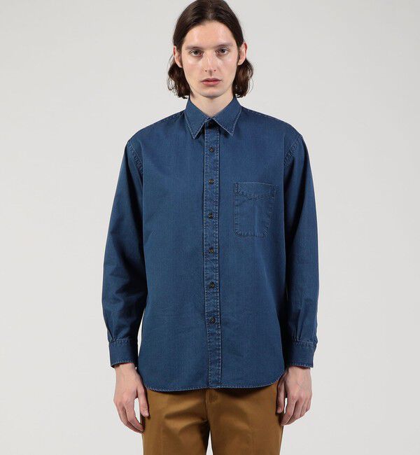 TOMORROWLAND MENS「コットンインディゴ セミワイドカラーシャツ」|シャツ・ブラウス|