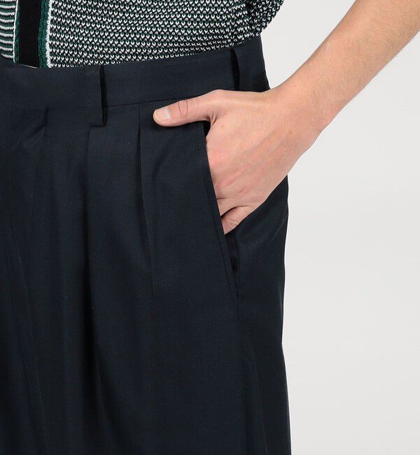 TOMORROWLAND MENS「シルクカルゼ 2プリーツ ワイドパンツ」|スラックス|