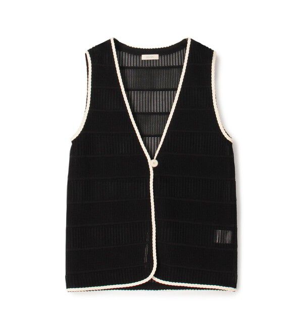 DES PRES「シアータックニット Vネックジレ」|ベスト・ジレ|19 ブラック