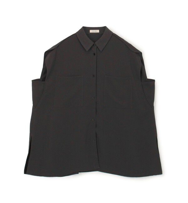 DES PRES「ジャージーライクジョーゼット パイピングブラウス」|シャツ・ブラウス|17 チャコールグレー