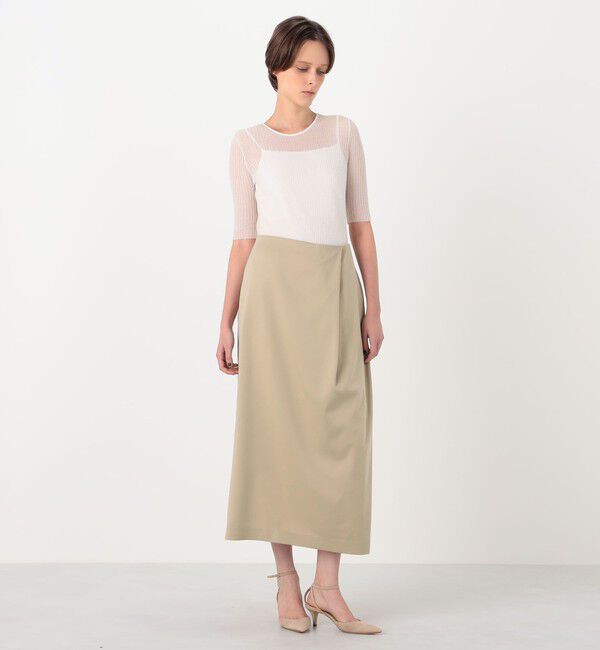 Ballsey「キュプラサテンストレッチ ランダムタックスカート」|スカート|
