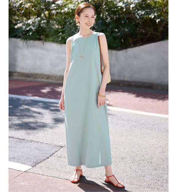 SLOBE IENA「《WEB限定/追加》リネンレーヨンノースリーブナローワンピース」|ワンピース|