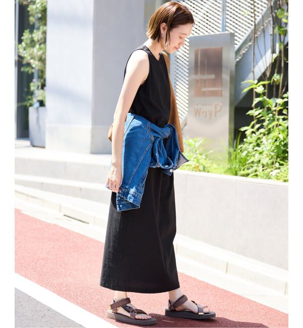 SLOBE IENA「《WEB限定/追加》リネンレーヨンノースリーブナローワンピース」|ワンピース|