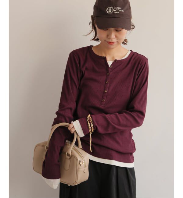 JOURNAL STANDARD relume「ソフトテレコヘンリープルオーバー」|Tシャツ・カットソー|ボルドー
