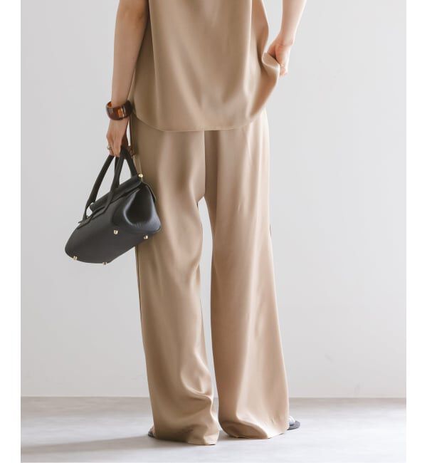 NOBLE「【洗える】ルナサテンベルテッドパンツ」|スラックス|