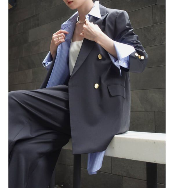 NOBLE「エステルツイルピークドラペルジャケット」|テーラードジャケット|