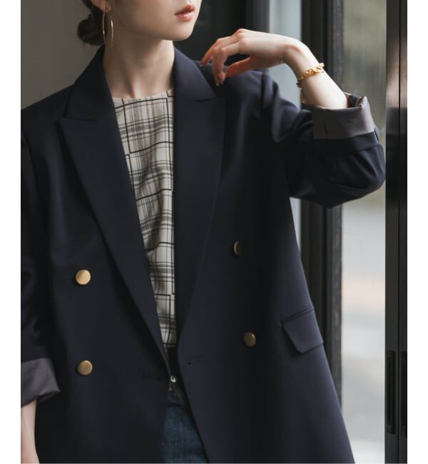 NOBLE「エステルツイルピークドラペルジャケット」|テーラードジャケット|