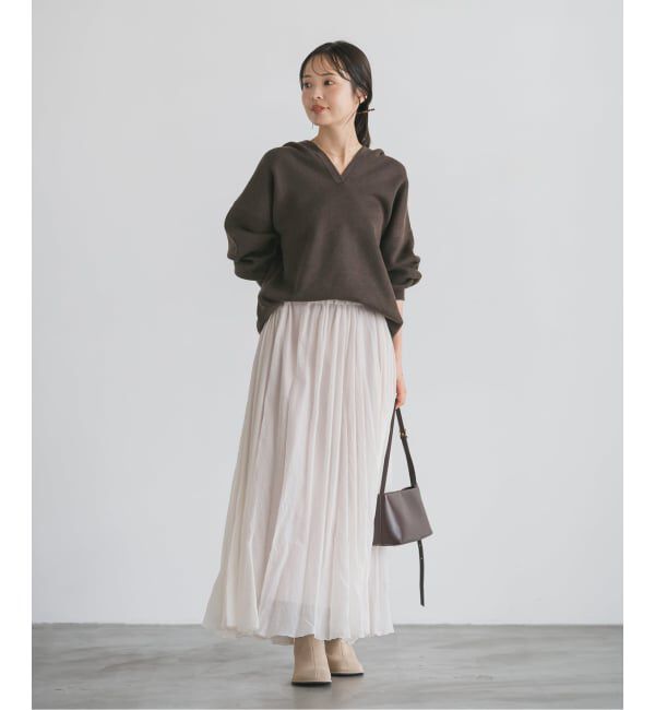 NOBLE「《追加》接結タック編みフードプルオーバー」|ニット・セーター|