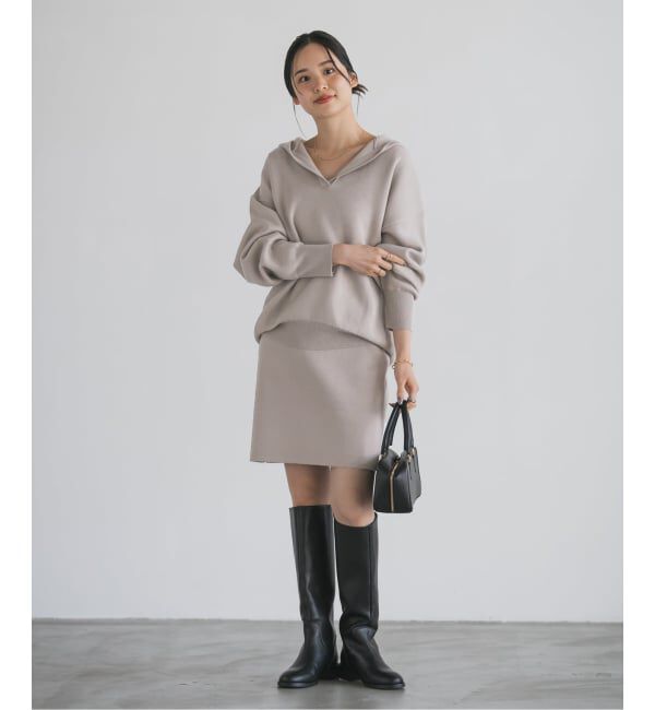 NOBLE「《追加》接結タック編みフードプルオーバー」|ニット・セーター|