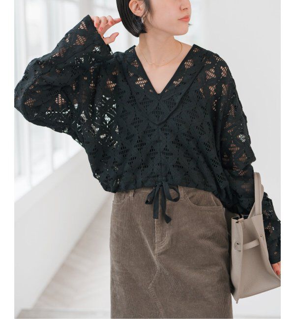 Spick and Span「《追加》Uhr / ウーア 別注Lace Foodie Tops」|シャツ・ブラウス|ブラック