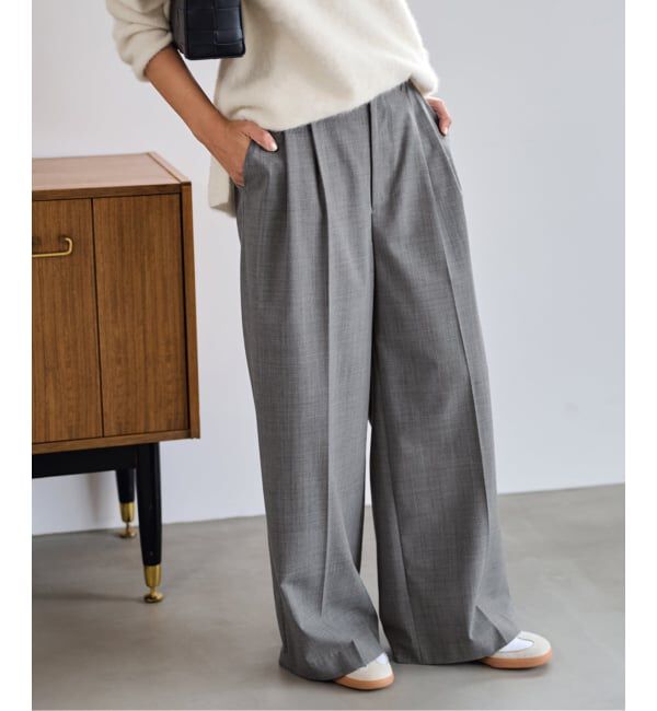 FRAMeWORK「≪追加≫ウォッシャブルTWタックワイドパンツ」|スラックス|グレーA