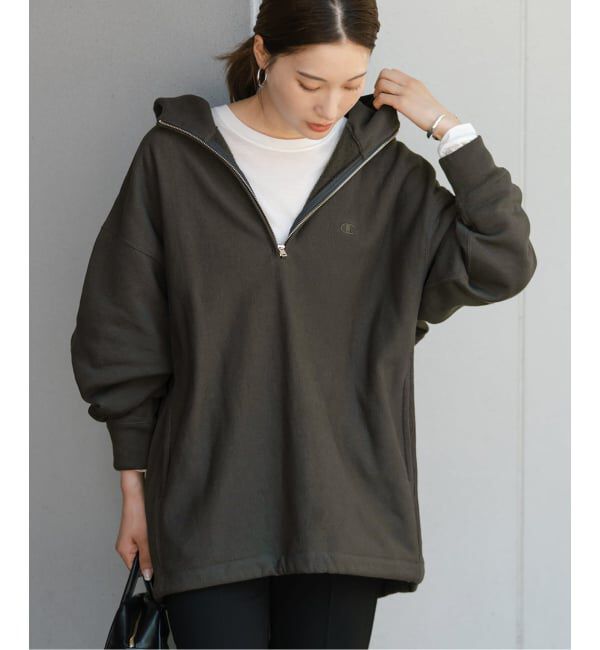 FRAMeWORK「Champion 別注REVERSE WEAVE11.5OZフードハーフジップドロストプルオーバー」|スウェット・ジャージ|