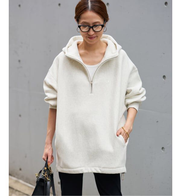 FRAMeWORK「Champion 別注REVERSE WEAVE11.5OZフードハーフジップドロストプルオーバー」|スウェット・ジャージ|