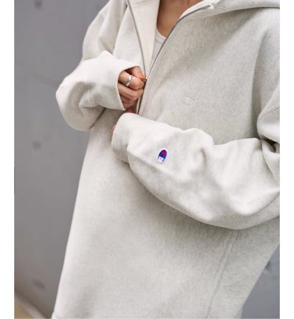 FRAMeWORK「Champion 別注REVERSE WEAVE11.5OZフードハーフジップドロストプルオーバー」|スウェット・ジャージ|