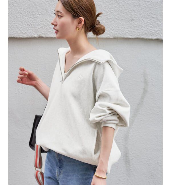 FRAMeWORK「Champion 別注REVERSE WEAVE11.5OZフードハーフジップドロストプルオーバー」|スウェット・ジャージ|