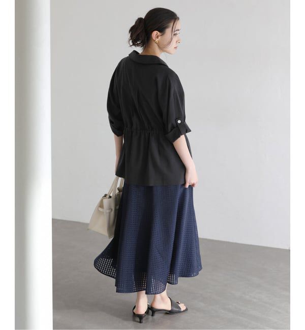  「《予約》【洗える】シアーチェックパネルスカート」|スカート|